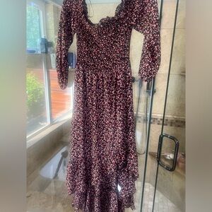 Never worn maxi smocked long sleeve dress.